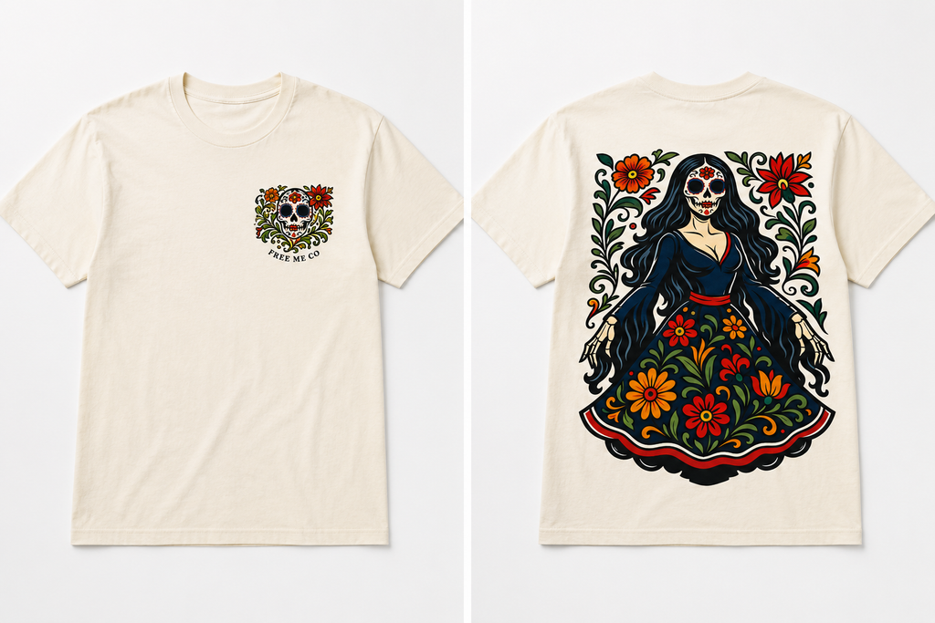 La Catrina Bloom Tee – Double-Sided
