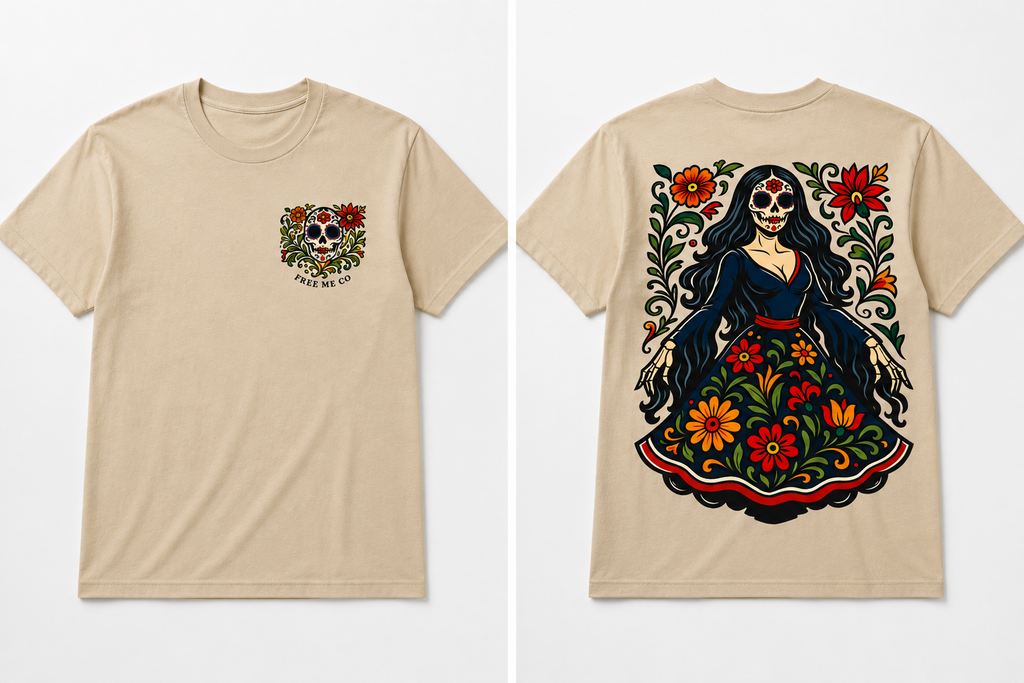 La Catrina Bloom Tee – Double-Sided
