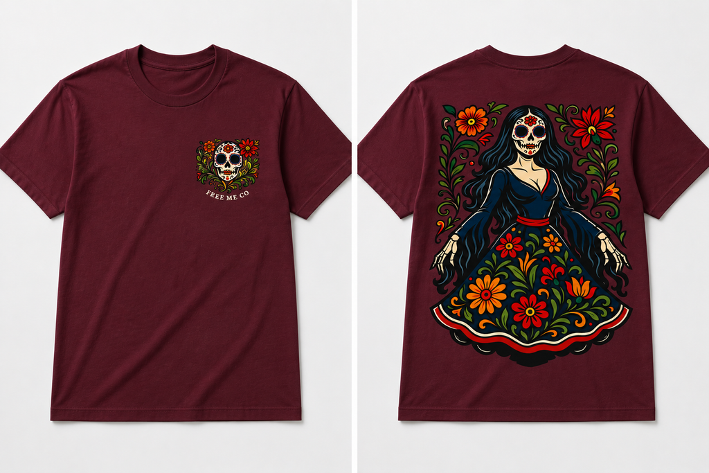 La Catrina Bloom Tee – Double-Sided