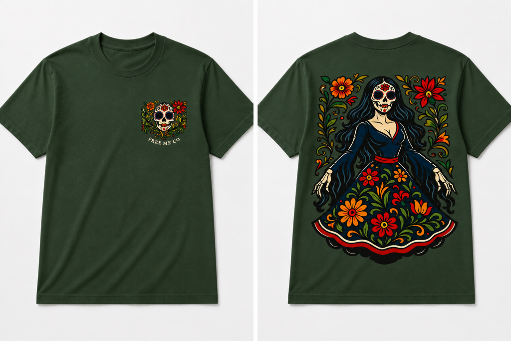 La Catrina Bloom Tee – Double-Sided