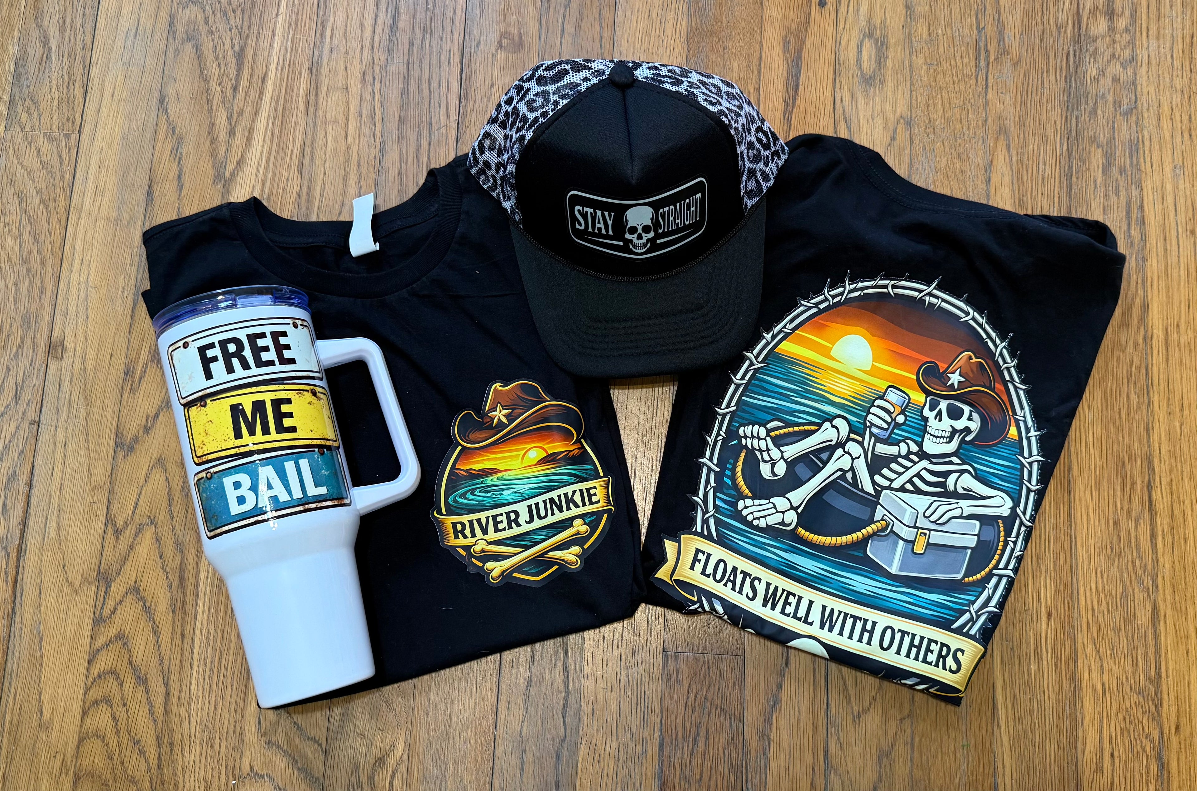 River Junkie – “Floats Well With Others” Premium Graphic Tee