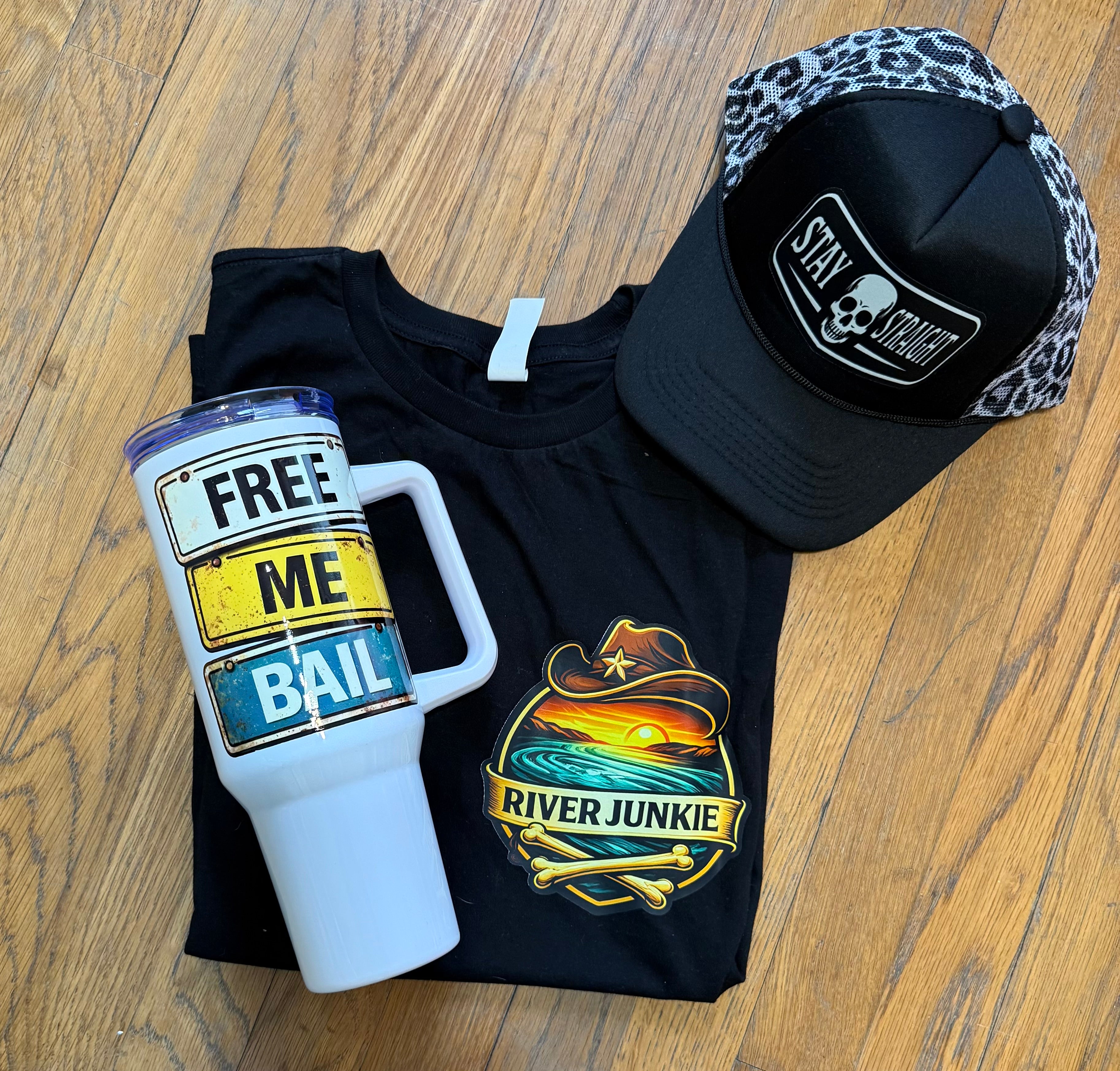 River Junkie – “Floats Well With Others” Premium Graphic Tee