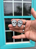 Sugar Skull Croc Charm – Black & White Day of the Dead Shoe Accessory