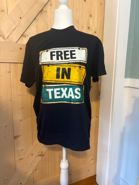Free in Texas Graphic Tee – Black Vintage Texas Sign Shirt