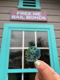 Free Me Co Sugar Skull Button – Floral Western Pinback Accessory