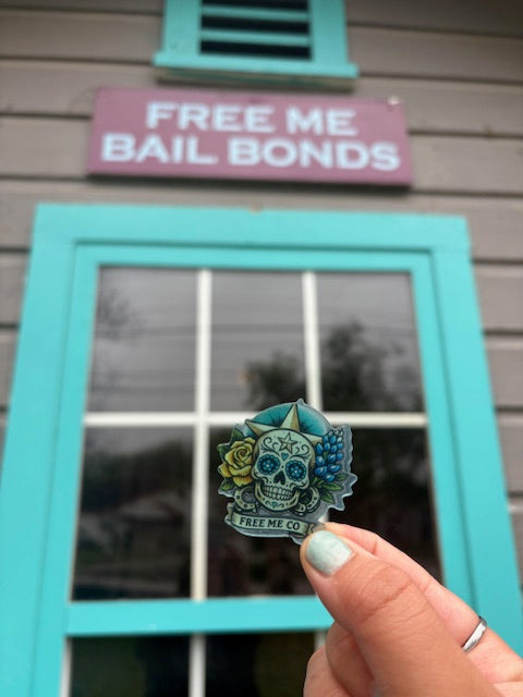 Free Me Co Sugar Skull Button – Floral Western Pinback Accessory