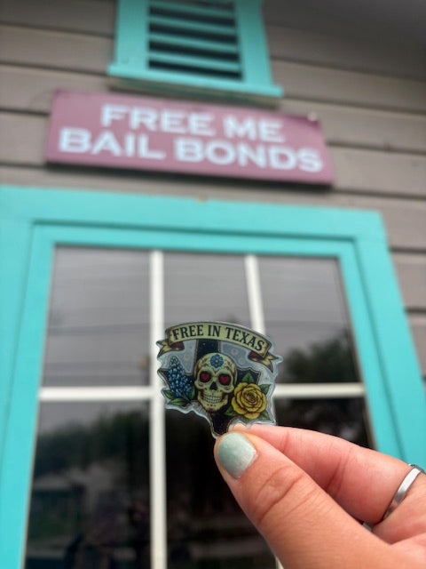 Free in Texas Skull Button – Western Floral Pinback Accessory