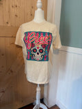 Free Sugar Skull Graphic Tee – Retro Western Cream Shirt