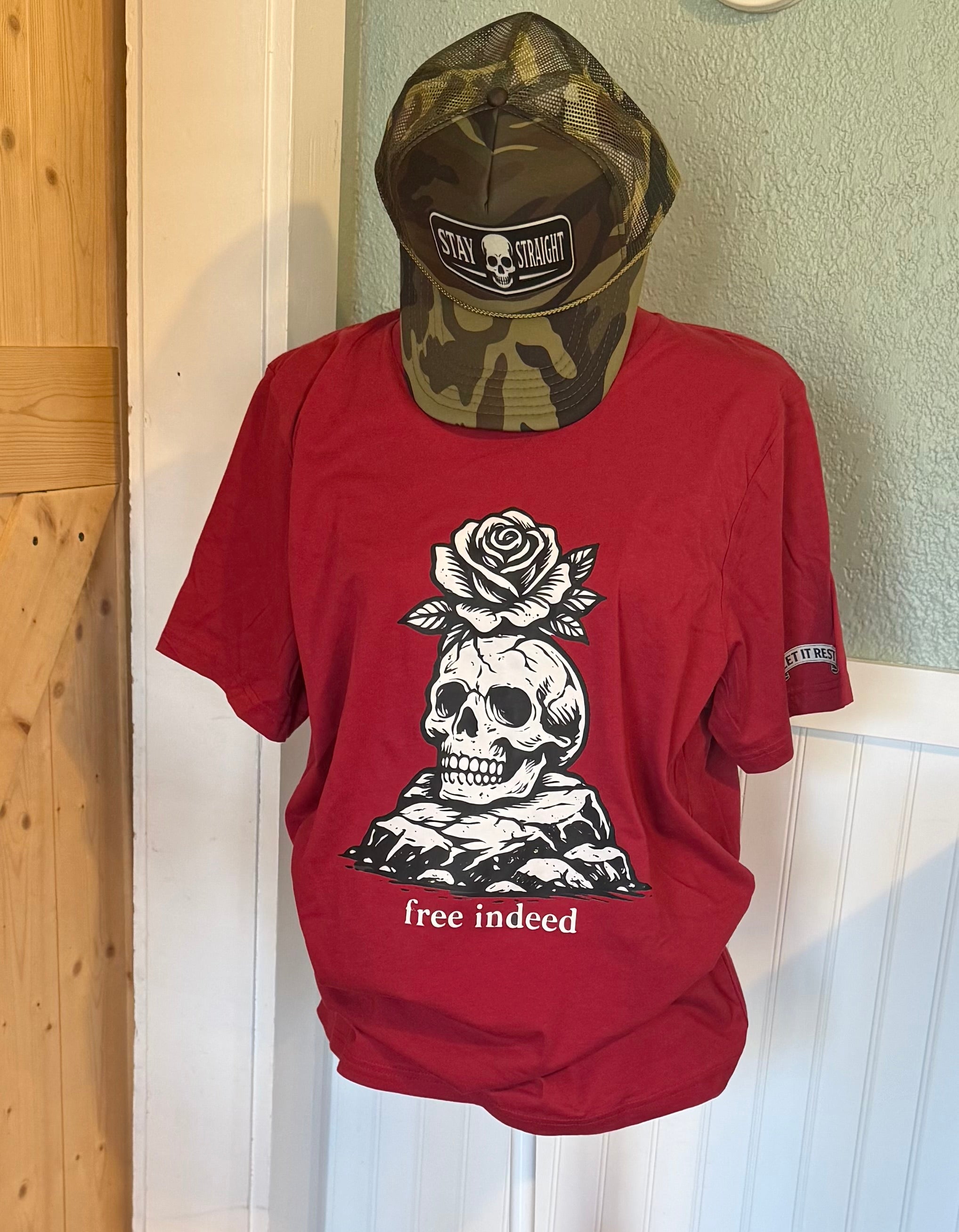 “Free Indeed” Skull & Rose Graphic Tee