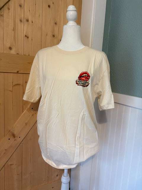 Hard Candy Junkie Graphic Tee – Cream Retro Skull & Candy Shirt