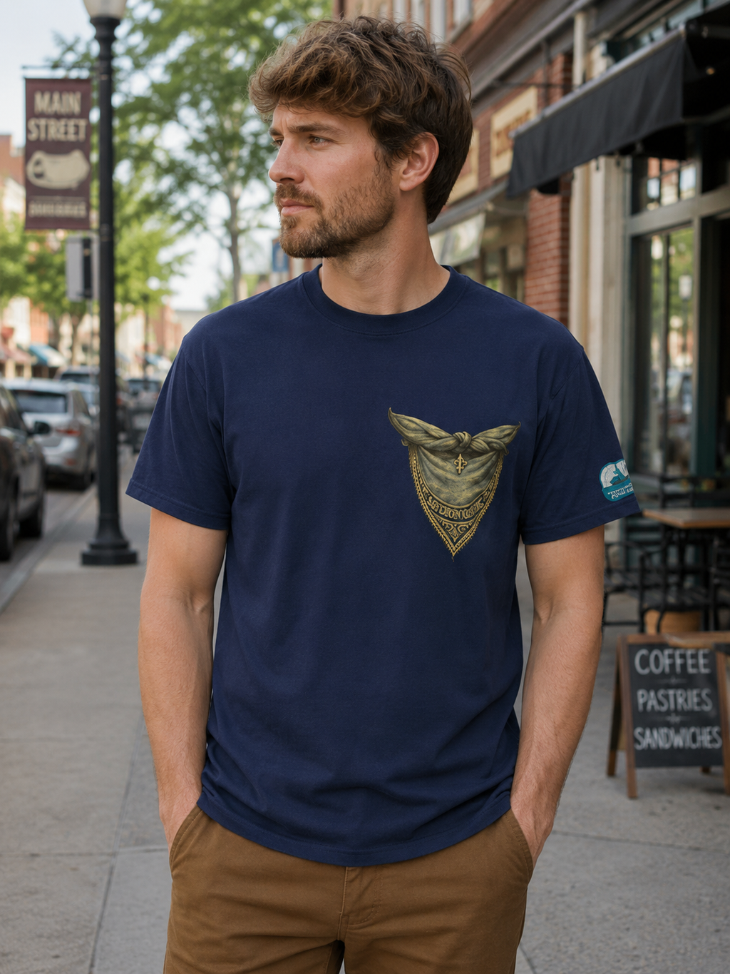 Before the Third Crow Rooster Graphic Tee – Navy Vintage Western Shirt