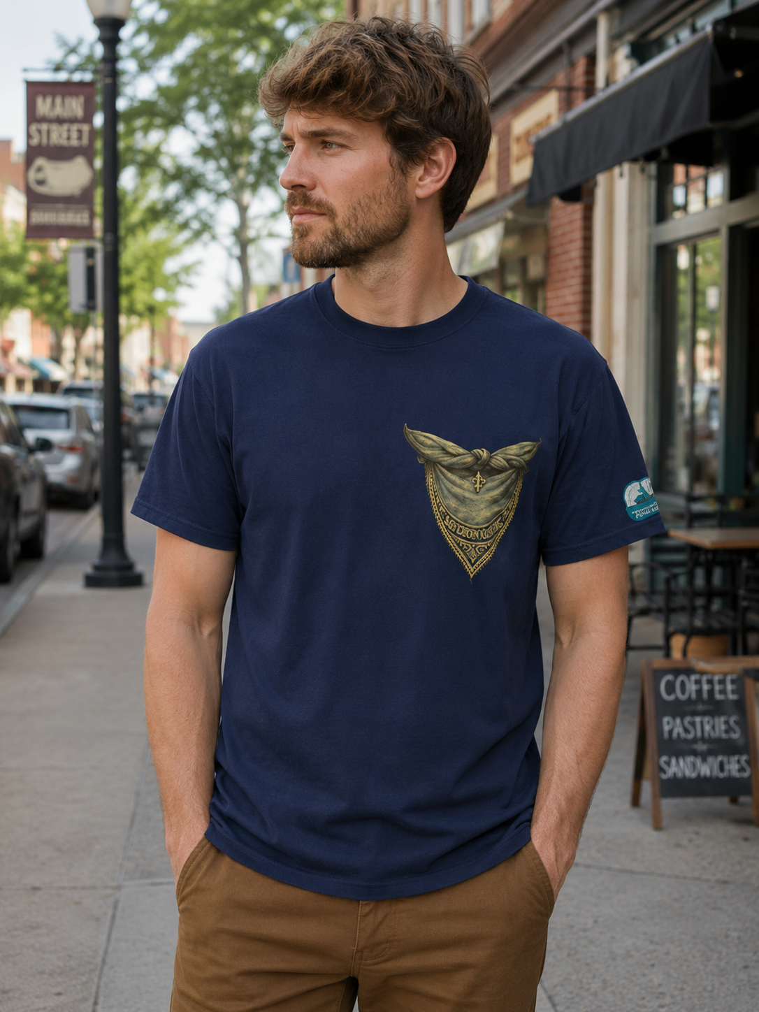 Before the Third Crow Rooster Graphic Tee – Navy Vintage Western Shirt