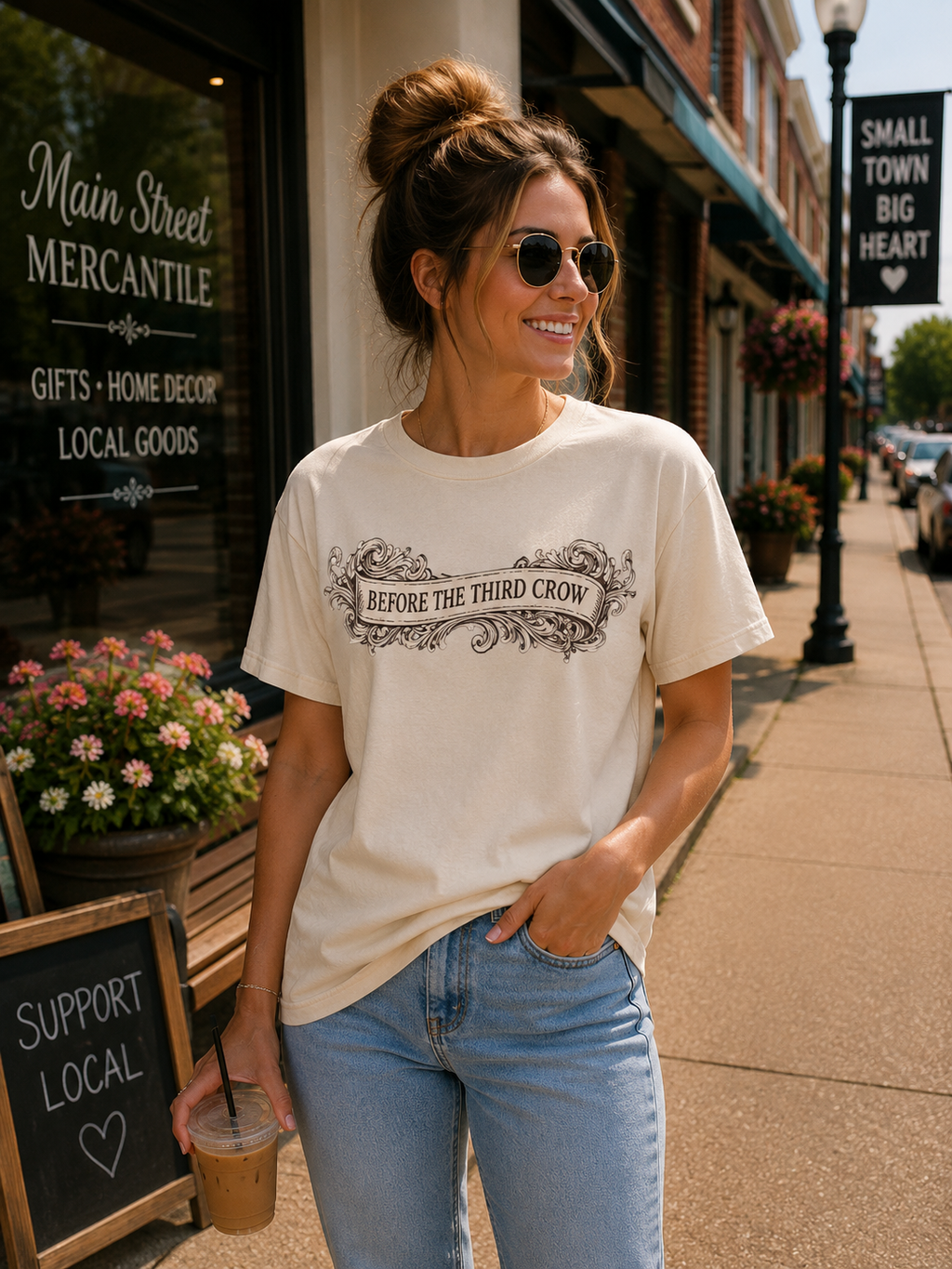Before the Third Crow Graphic Tee – Green Vintage Script Shirt
