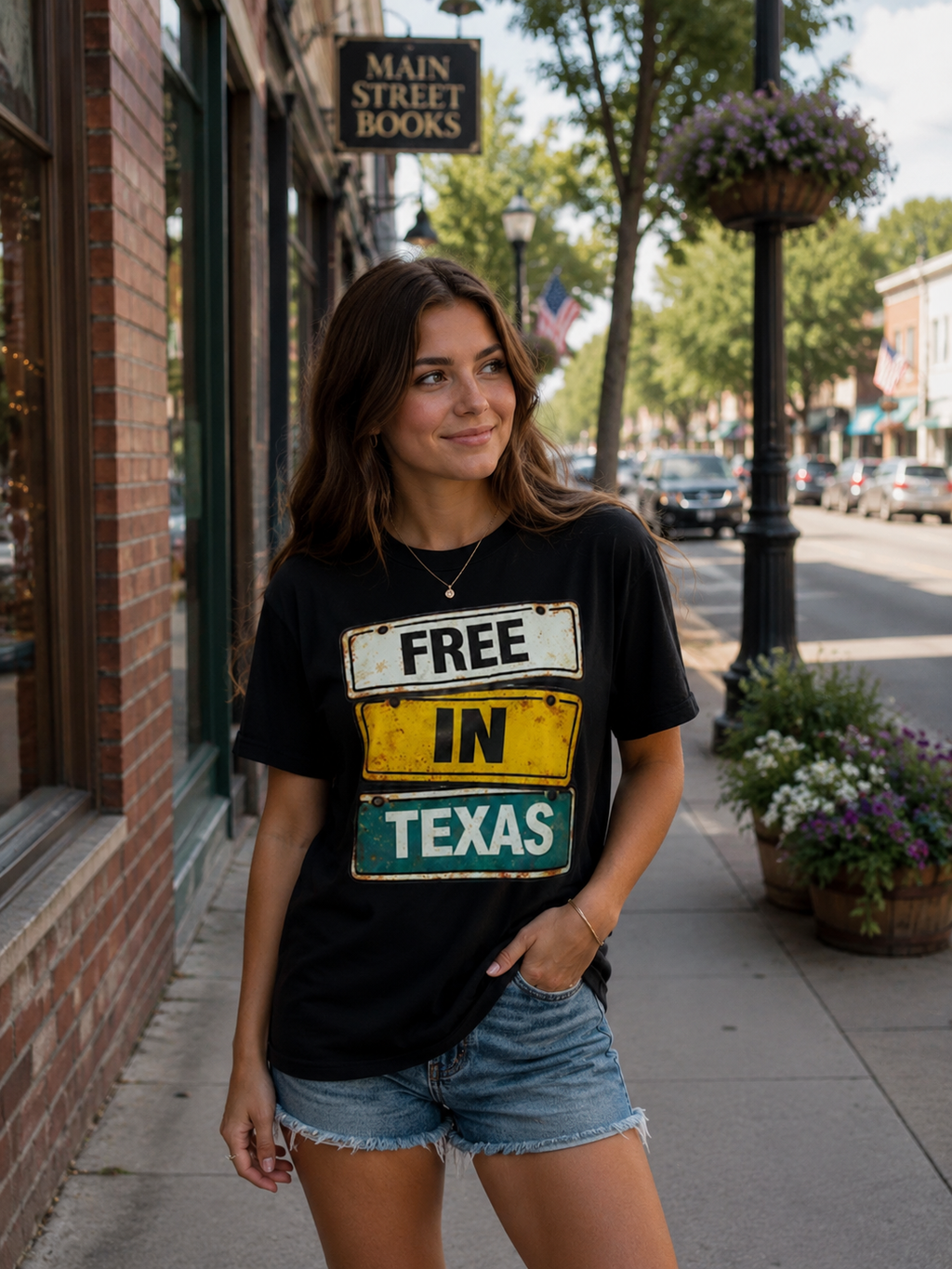 Free in Texas Graphic Tee – Black Vintage Texas Sign Shirt