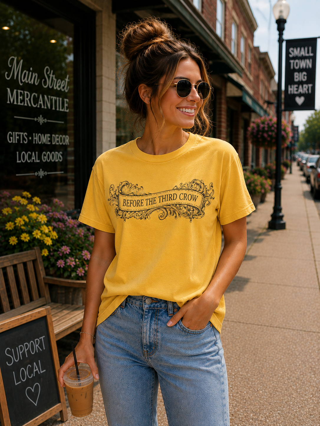 Before the Third Crow Graphic Tee – Red Vintage Script Shirt
